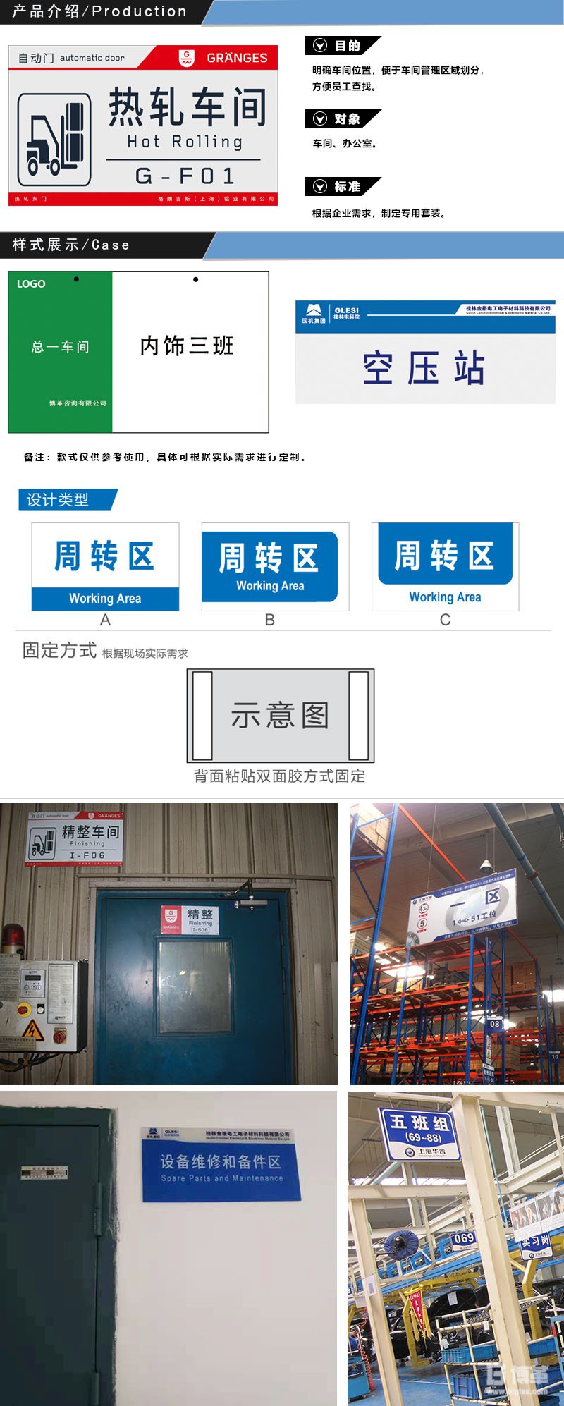 車間區(qū)域標識牌、門牌